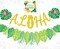 Upgraded, Aloha Banner Decorations, Luau Banner with Glittery Palm Leaves, for Summer Tropical Hawaiian Themed Party Decorations Supplies